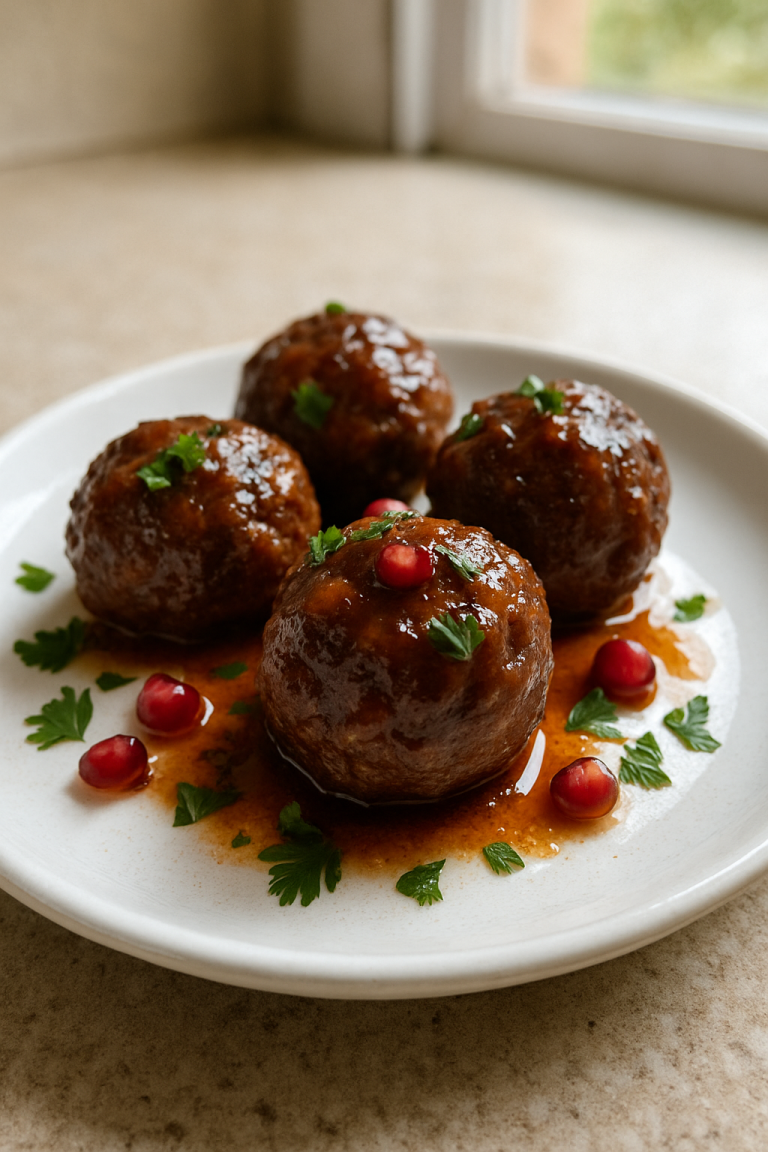 Sweet & Savory Pomegranate BBQ Meatballs